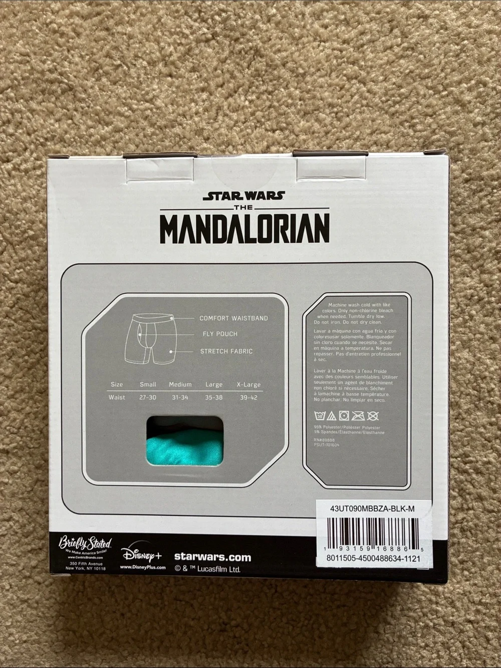 Star Wars The Mandalorian Three Pack Boxer Briefs - Men’s Size Medium